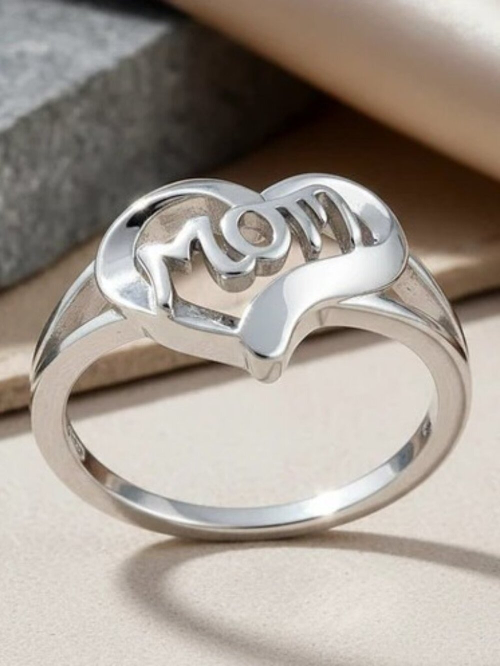 925 STERLING SILVER Mom Mother's Day Heart Ring - Picture 13 of 16